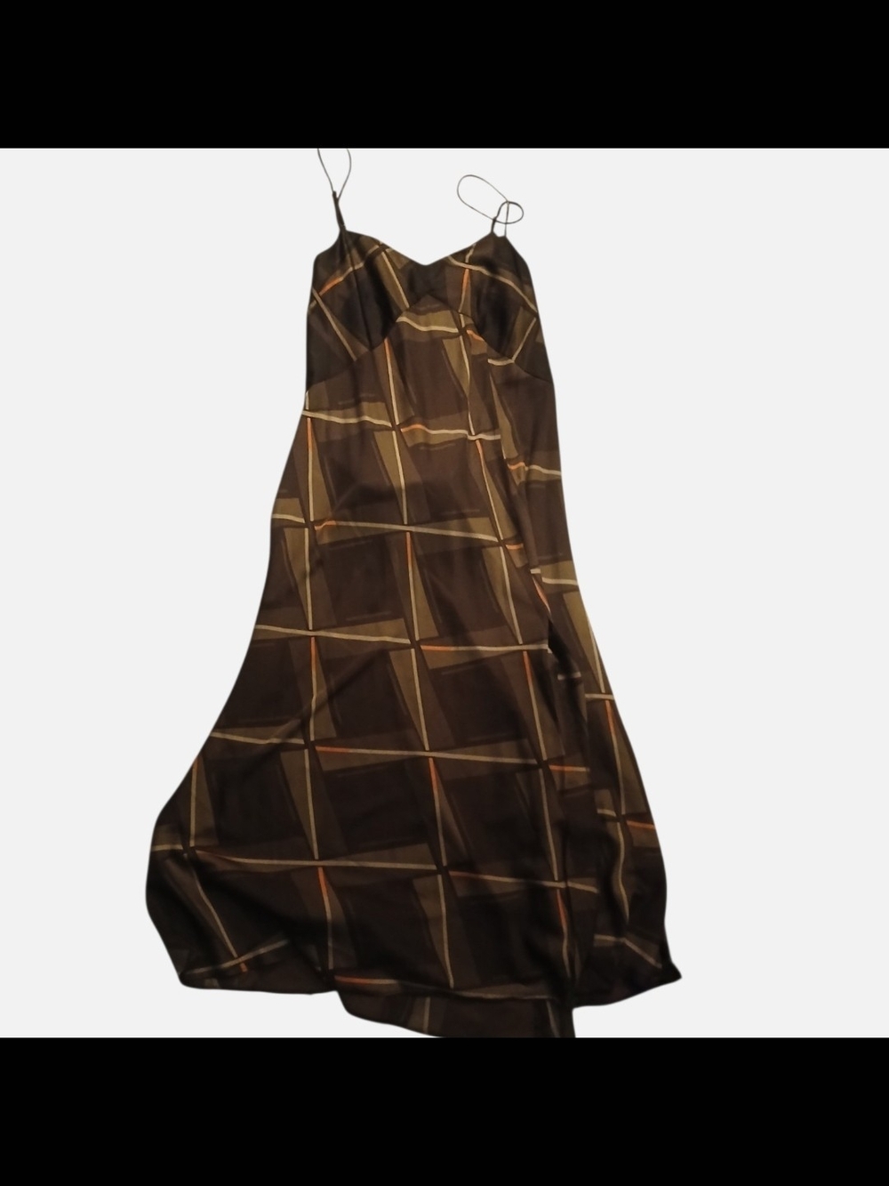 Banana Republic Satin Slip Dress in Brown Plaid Nwt XL